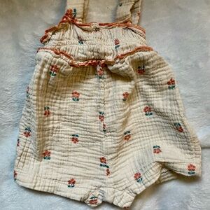 Carter's Cream Bodysuit with Red and Green Floral Accents